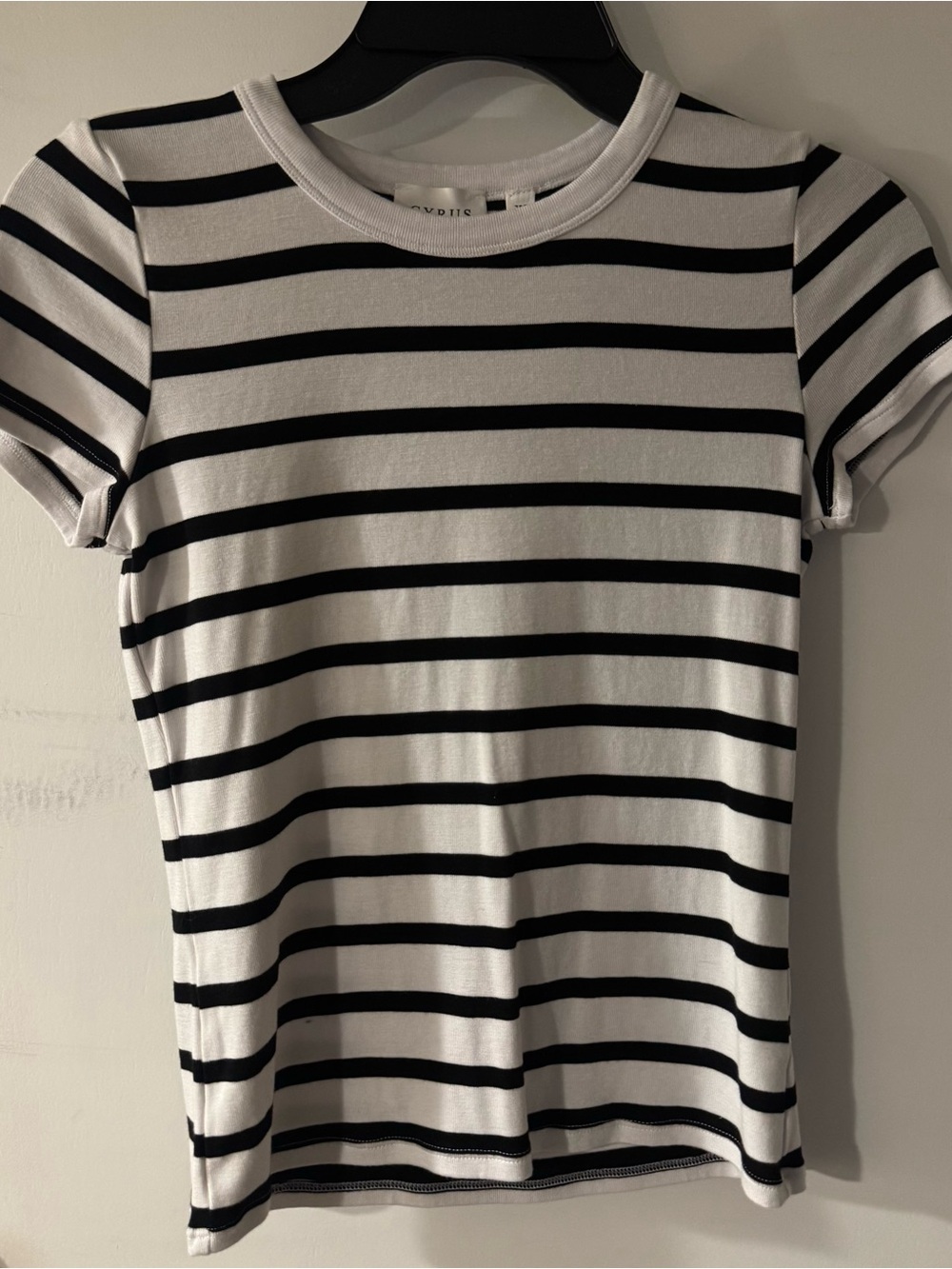 Cyrus Black and White Striped Short Sleeve Tee